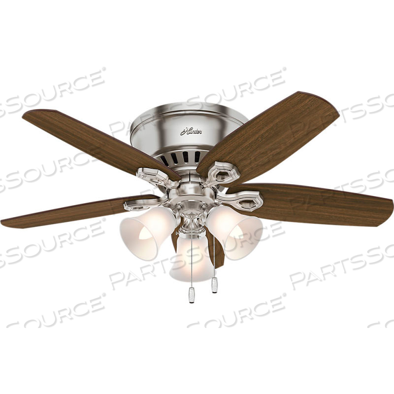 42" BUILDER LOW PROFILE CEILING FAN WITH LIGHT - BRUSHED NICKEL by Hunter Fan Co. / Casablanca Fand Co. 42" BUILDER LOW PROFILE CEILING FAN WITH LIGHT - BRUSHED NICKEL by Hunter Fan Co. / Casablanca Fand Co.
