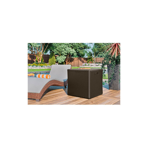 RESIN WICKER OUTDOOR STORAGE DECK BOX 124 GALLON 52-3/4"L X 29"W X 26"H JAVA by Suncast Commercial