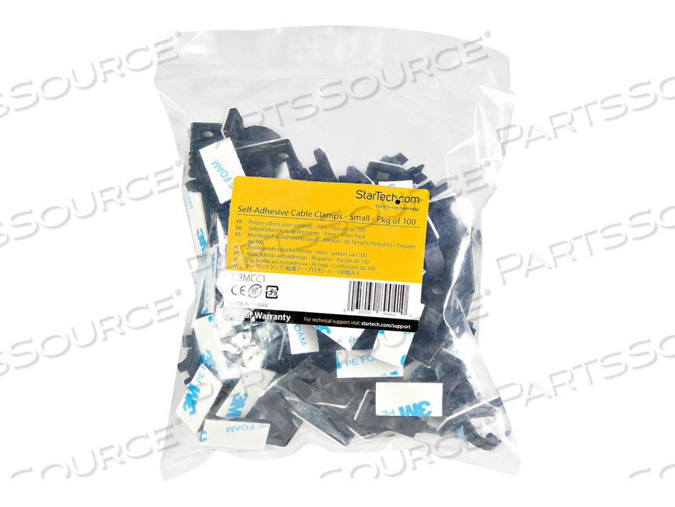 100 ADHESIVE CABLE MANAGEMENT CLIPS BLACK, NETWORK/ETHERNET/OFFICE DESK/COMPUTER CORD ORGANIZER, STICKY CABLE/WIRE HOLDERS, NYLON SELF ADHES by StarTech.com Ltd.
