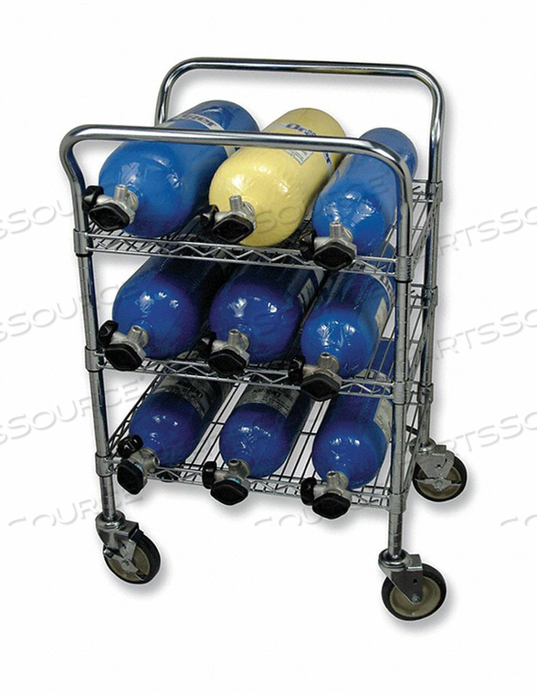 SCBA MOBILE BOTTLE CART, MULTI PURPOSE MOBILE BOTTLE CART, CHROME by Groves SCBA MOBILE BOTTLE CART, MULTI PURPOSE MOBILE BOTTLE CART, CHROME by Groves