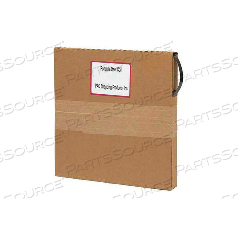 PORTABLE STEEL STRAPPING, REPLACEMENT COIL IN SELF DISPENSING CARTON, 5/8" X .020" X 200' by PAC Strapping Products Inc.