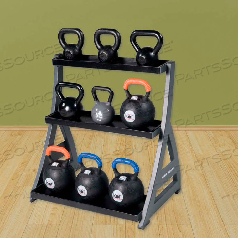 PREMIUM STEEL KETTLEBELL STORAGE RACK - 3-TIER - 31"L STUDIO SERIES by Power Systems, Inc.
