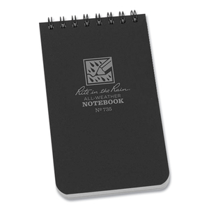 ALL-WEATHER WIRE-O NOTEPAD, UNIVERSAL: NARROW RULE AND QUADRILLE RULE, BLACK COVER, 50 WHITE 3 X 5 SHEETS by Rite In The Rain