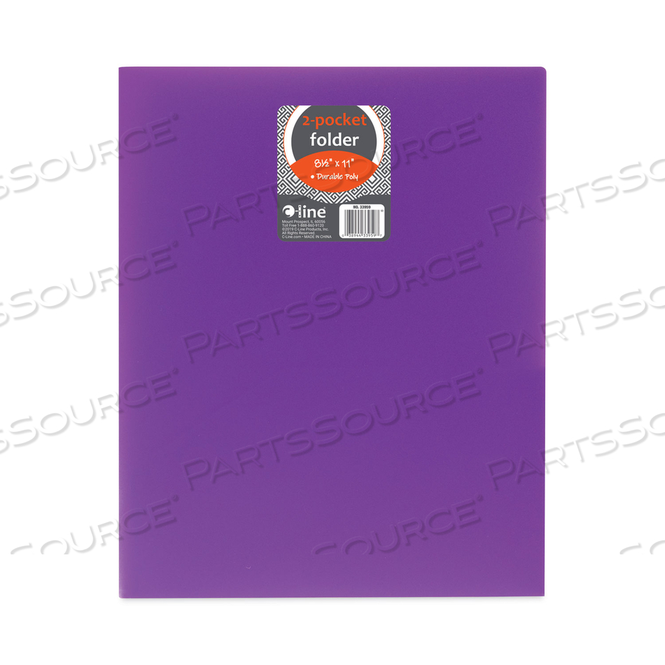 TWO-POCKET HEAVYWEIGHT POLY PORTFOLIO FOLDER, 11 X 8.5, PURPLE by C-Line