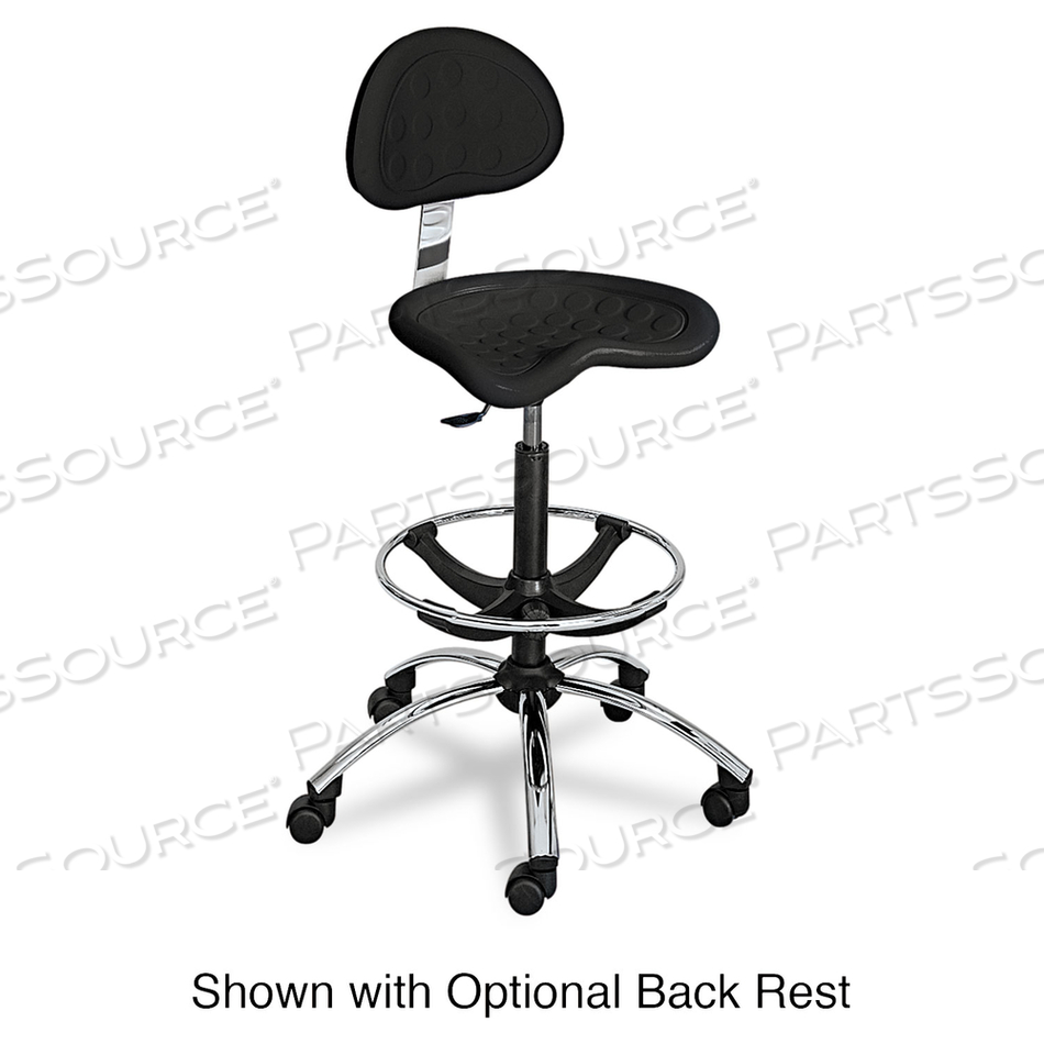 SITSTAR STOOL, BACKLESS, SUPPORTS UP TO 250 LB, 27" TO 34" SEAT HEIGHT, BLACK SEAT, BLACK/CHROME BASE 