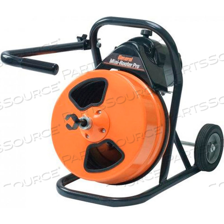 MINI-ROOTER PRO DRAIN/SEWER CLEANING MACHINE W/75' X 1/2" CABLE & 4 PC CUTTER SET by General Wire Spring Comp