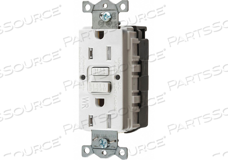 GFCI RCEPTCLE COMMER. WHT 15A 0.5 HP by Hubbell Incorporated, Wiring Device-Kellums GFCI RCEPTCLE COMMER. WHT 15A 0.5 HP by Hubbell Incorporated, Wiring Device-Kellums