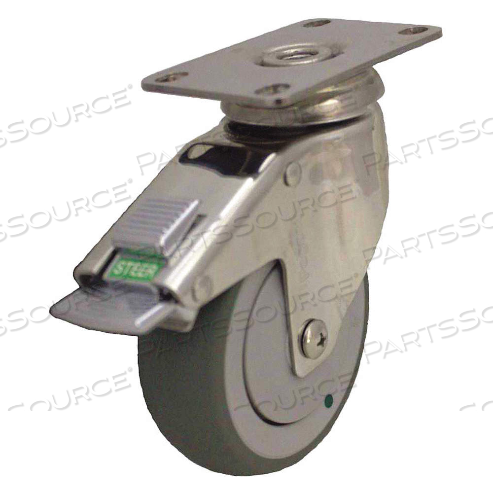 ANTIMICROBIAL CORROSION- & DEBRIS-RESISTANT MEDICAL PLATE CASTER, 5 IN WHEEL DIA. by Approved Vendor ANTIMICROBIAL CORROSION- & DEBRIS-RESISTANT MEDICAL PLATE CASTER, 5 IN WHEEL DIA. by Approved Vendor