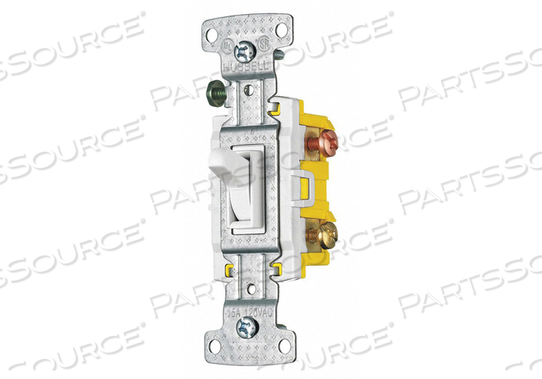 WALL SWITCH, TOGGLE SWITCH, 3-WAY, WHITE, 15 A, SCREW TERMINALS by Hubbell Power Systems WALL SWITCH, TOGGLE SWITCH, 3-WAY, WHITE, 15 A, SCREW TERMINALS by Hubbell Power Systems