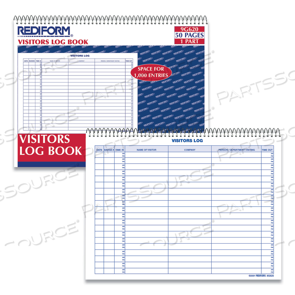 VISITORS LOG BOOK, BLUE/WHITE/RED COVER, 11 X 8.5 SHEETS, 50 SHEETS/BOOK by Rediform VISITORS LOG BOOK, BLUE/WHITE/RED COVER, 11 X 8.5 SHEETS, 50 SHEETS/BOOK by Rediform