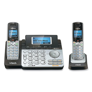 DS6151-2 TWO-HANDSET TWO-LINE CORDLESS PHONE WITH ANSWERING SYSTEM, BLACK/SILVER by Vtech