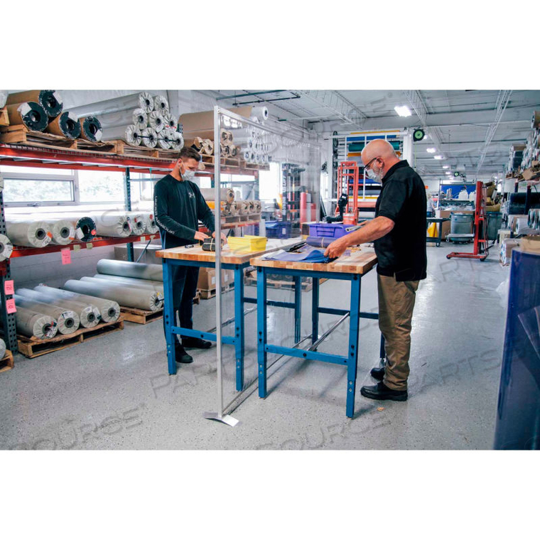 FLOOR SUPPORTED PERSONAL SAFETY WORKBENCH PARTITION 72"W X 72"H - CLEAR by Goff's Enterprises Inc.