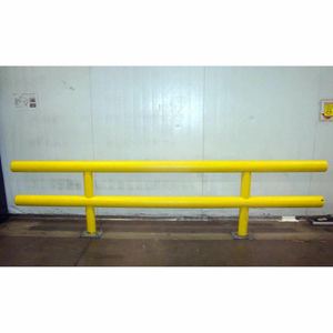 STEEL & HDPE PLASTIC HEAVY DUTY TWO-LINE GUARDRAIL, 144" X 42", YELLOW by Ideal Shield