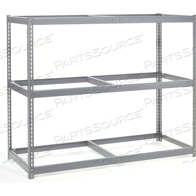 WIDE SPAN RACK 60WX36DX96H, 3 SHELVES NO DECK 1200 LB CAP. PER LEVEL, GRAY 