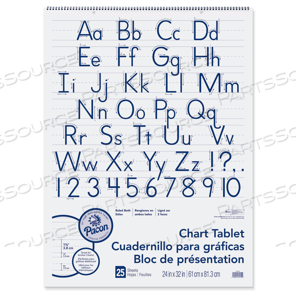 CHART TABLETS, PRESENTATION FORMAT (1.5" RULE), 24 X 32, WHITE, 25 SHEETS by Pacon CHART TABLETS, PRESENTATION FORMAT (1.5" RULE), 24 X 32, WHITE, 25 SHEETS by Pacon