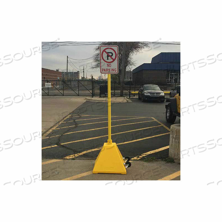 PYRAMID SIGN BASE WITH WHEELS & 98'H POST, RED by Ideal Shield