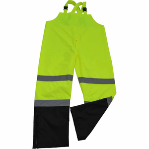 WATERPROOF BIB PANTS, ANSI CLASS E, 300D OXFORD/PU COATING, LIME/BLACK, S by Petra Roc Inc