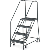 EGA L007 Steel Industrial Rolling Ladder 5-Step 450 16" Wide Perforated Gray 