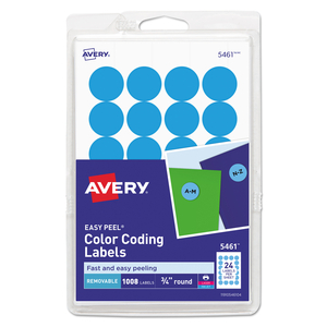 PRINTABLE SELF-ADHESIVE REMOVABLE COLOR-CODING LABELS, 0.75" DIA, LIGHT BLUE, 24/SHEET, 42 SHEETS/PACK, (5461) by Avery PRINTABLE SELF-ADHESIVE REMOVABLE COLOR-CODING LABELS, 0.75" DIA, LIGHT BLUE, 24/SHEET, 42 SHEETS/PACK, (5461) by Avery