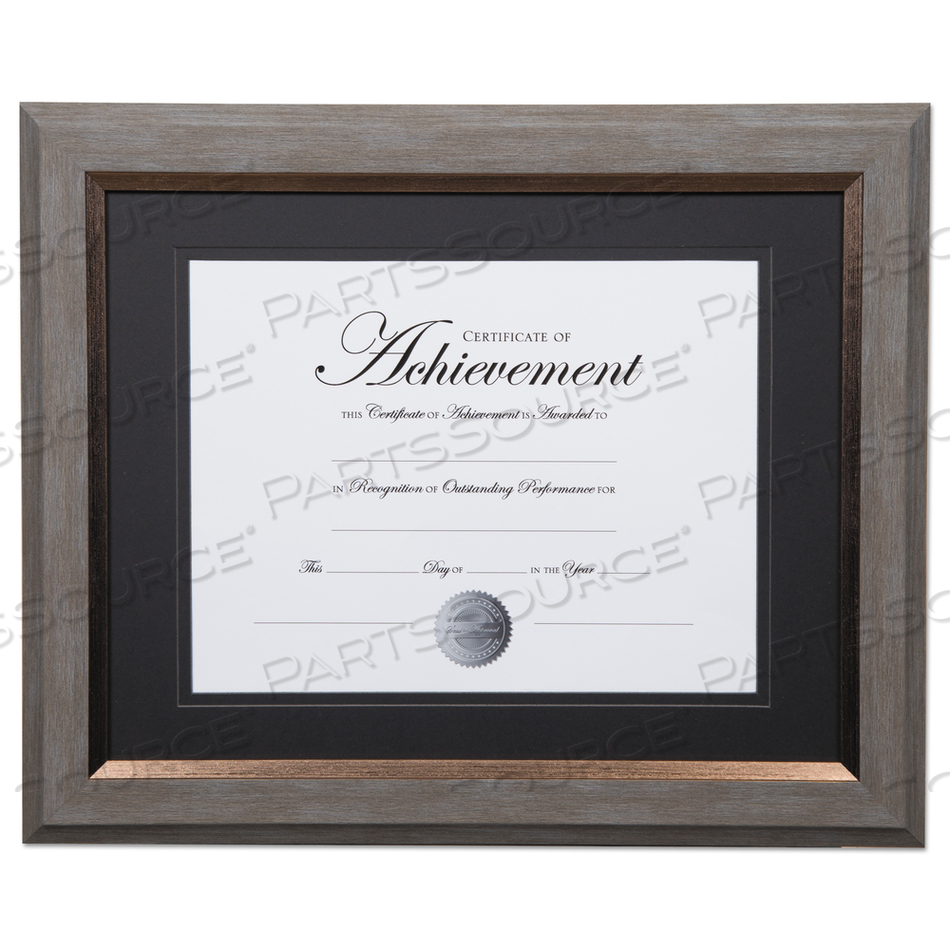 2-TONE 11 X 14 DOCUMENT FRAME, 8.5 X 11 INSERT, GRAY/GOLD FRAME, BLACK MAT 