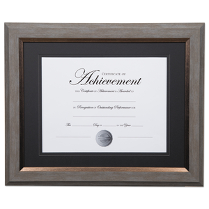 2-TONE 11 X 14 DOCUMENT FRAME, 8.5 X 11 INSERT, GRAY/GOLD FRAME, BLACK MAT by DAX