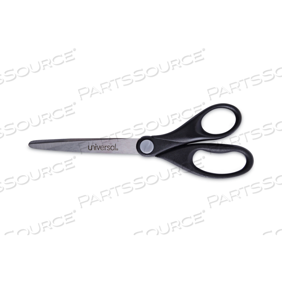 STAINLESS STEEL OFFICE SCISSORS, POINTED TIP, 7" LONG, 3" CUT LENGTH, BLACK STRAIGHT HANDLE by Universal STAINLESS STEEL OFFICE SCISSORS, POINTED TIP, 7" LONG, 3" CUT LENGTH, BLACK STRAIGHT HANDLE by Universal