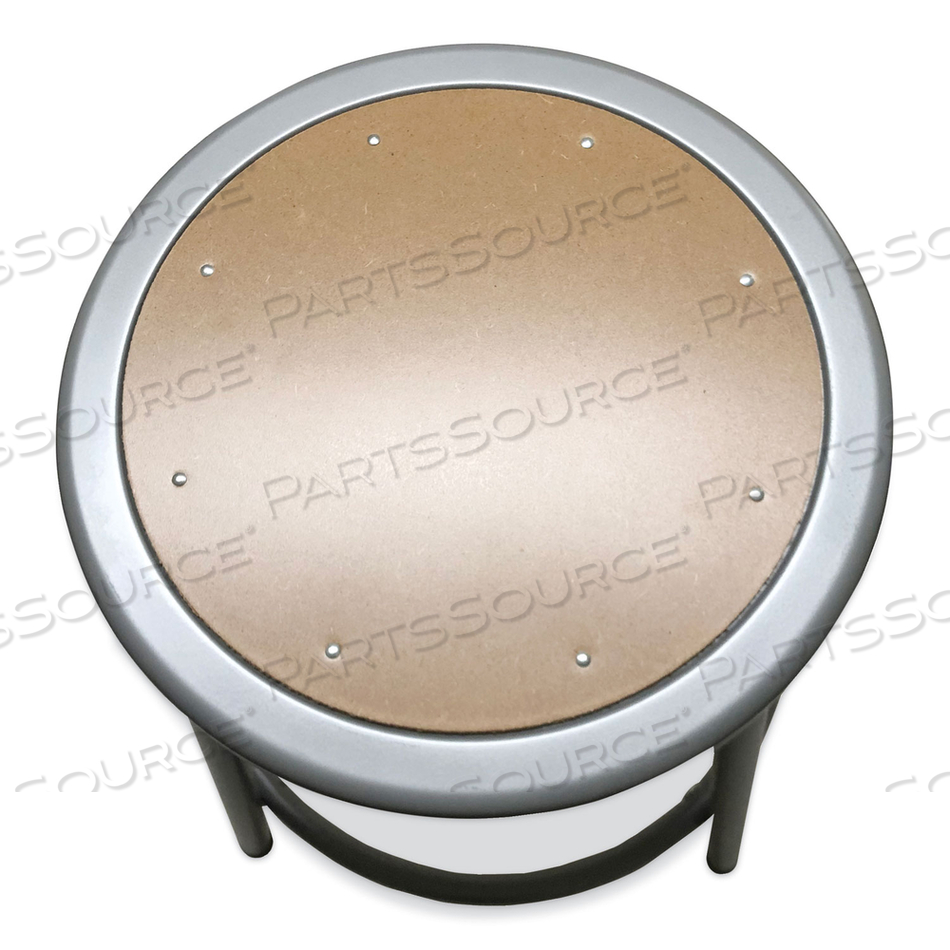 INDUSTRIAL METAL SHOP STOOL, BACKLESS, SUPPORTS UP TO 300 LB, 24" SEAT HEIGHT, BROWN SEAT, GRAY BASE by Alera