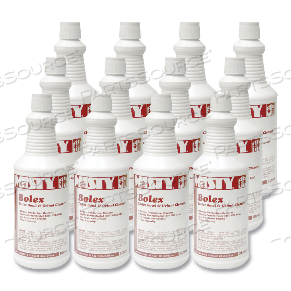 BOLEX 23 PERCENT HYDROCHLORIC ACID BOWL CLEANER, WINTERGREEN, 32OZ by Misty BOLEX 23 PERCENT HYDROCHLORIC ACID BOWL CLEANER, WINTERGREEN, 32OZ by Misty