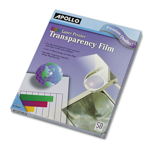 COLOR LASER TRANSPARENCY FILM, 8.5 X 11, 50/BOX by Apollo Audio Visual