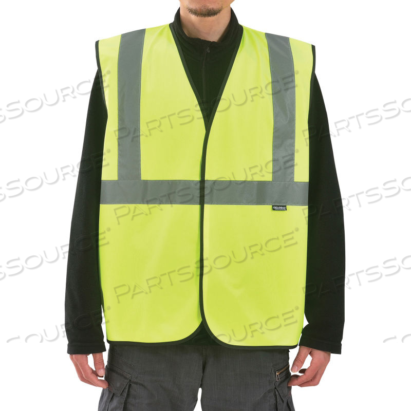 CLASS 2 HI-VIS SAFETY VEST W/ GLOBAL LOGO, 2" REFLECTIVE STRIPS, LIME, L/XL 