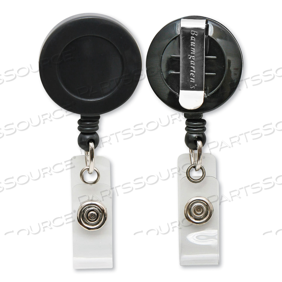 CARD REEL WITH BELT CLIP, 30" CORD, 1-1/4" DIAMETER, BLACK by Sicurix