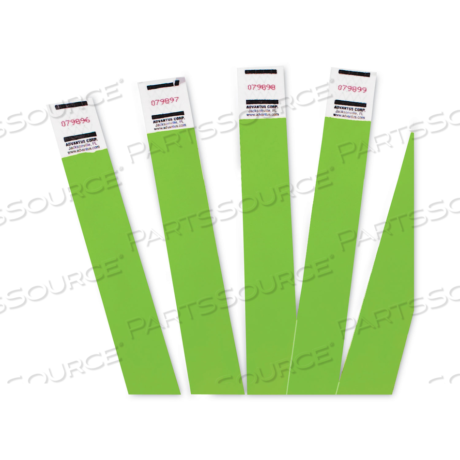 CROWD MANAGEMENT WRISTBANDS, SEQUENTIALLY NUMBERED, 9.75" X 0.75", NEON GREEN by Advantus