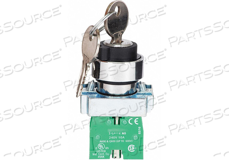 SELECTOR SWITCH, 22 MM, 2 POSITION, MAINTAINED/MAINTAINED ACTION, 1NO CONTACT FORM, TYPE OF OPERATOR KEYED, COLOR BLACK, LEFT KEY REMOVAL, O by DAYTON ELECTRIC MANUFACTURING CO SELECTOR SWITCH, 22 MM, 2 POSITION, MAINTAINED/MAINTAINED ACTION, 1NO CONTACT FORM, TYPE OF OPERATOR KEYED, COLOR BLACK, LEFT KEY REMOVAL, O by DAYTON ELECTRIC MANUFACTURING CO