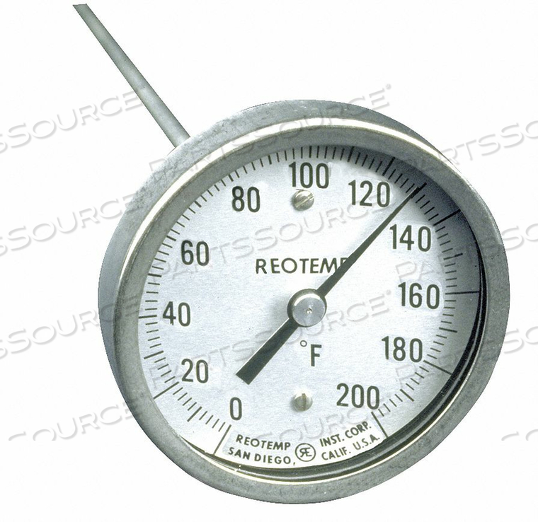BIMETAL THERMOM 3 IN DIAL 0 TO 200F by REOTEMP BIMETAL THERMOM 3 IN DIAL 0 TO 200F by REOTEMP
