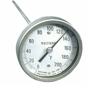 BIMETAL THERMOM 3 IN DIAL 0 TO 200F by REOTEMP BIMETAL THERMOM 3 IN DIAL 0 TO 200F by REOTEMP