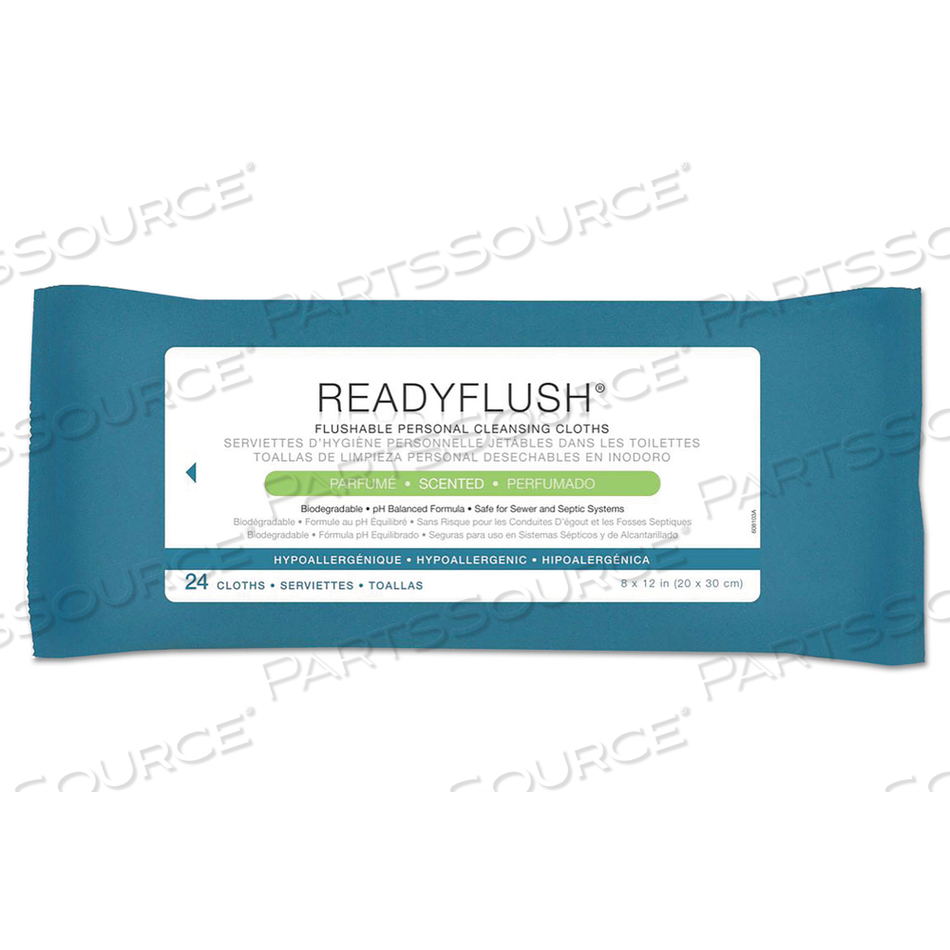 READYFLUSH BIODEGRADABLE FLUSHABLE WIPES, 8 X 12, WHITE by Medline Industries, Inc. READYFLUSH BIODEGRADABLE FLUSHABLE WIPES, 8 X 12, WHITE by Medline Industries, Inc.