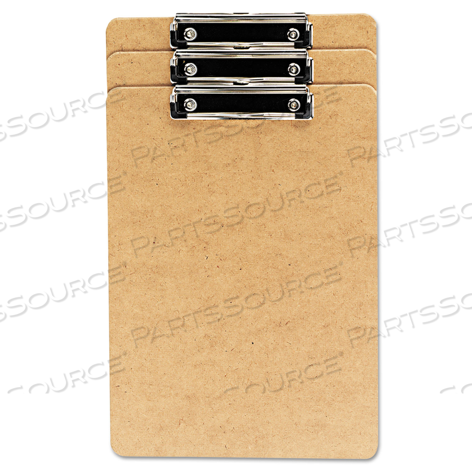 HARDBOARD CLIPBOARD WITH LOW-PROFILE CLIP, 0.5" CLIP CAPACITY, HOLDS 8.5 X 14 SHEETS, BROWN, 3/PACK by Universal HARDBOARD CLIPBOARD WITH LOW-PROFILE CLIP, 0.5" CLIP CAPACITY, HOLDS 8.5 X 14 SHEETS, BROWN, 3/PACK by Universal