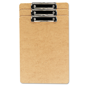 HARDBOARD CLIPBOARD WITH LOW-PROFILE CLIP, 0.5" CLIP CAPACITY, HOLDS 8.5 X 14 SHEETS, BROWN, 3/PACK by Universal