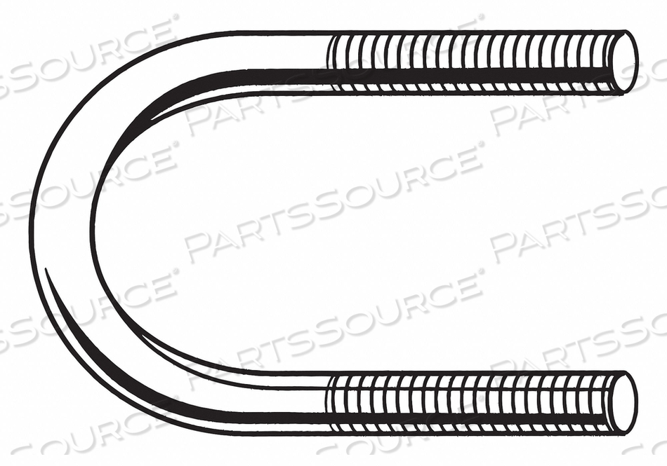 STANDARD U-BOLT, STEEL, ZINC PLATED, 1/2"-13 THREAD SIZE, 6 3/4 IN INSIDE WD/DIA, 8 3/8 IN INSIDE HT by Fabory