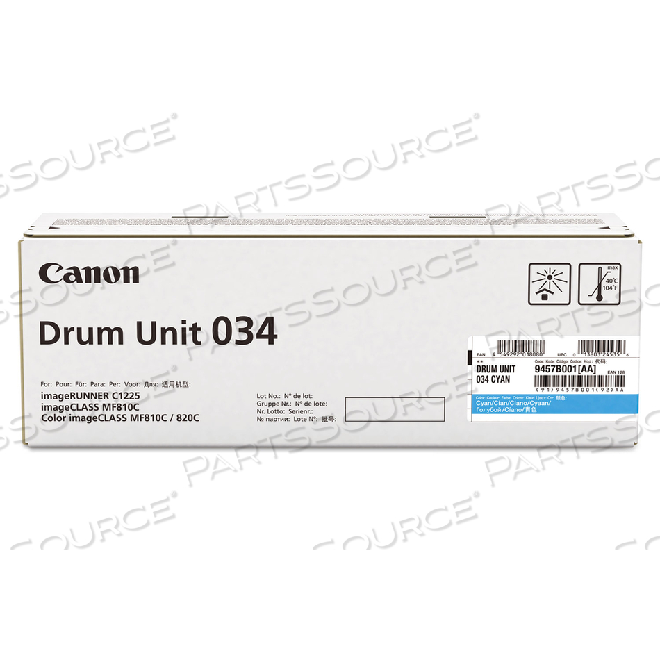 034, CYAN, ORIGINAL, DRUM KIT, FOR IMAGECLASS MF810CDN, MF820CDN, IMAGERUNNER C1225, C1225IF by Canon (Consumer Electronics)