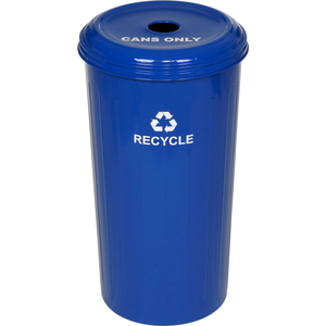 ROUND STEEL BLUE RECYCLING CONTAINER WITH CANS LID - 20 GALLON CAPACITY by Witt Company ROUND STEEL BLUE RECYCLING CONTAINER WITH CANS LID - 20 GALLON CAPACITY by Witt Company