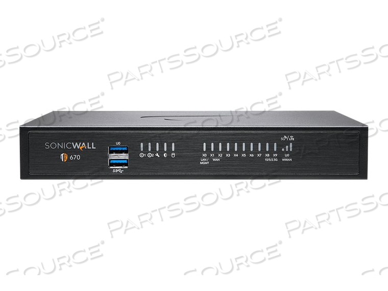 TZ670, ESSENTIAL EDITION, SECURITY APPLIANCE, WITH 1 YEAR TOTALSECURE, 10 GIGE, DESKTOP by Sonicwall TZ670, ESSENTIAL EDITION, SECURITY APPLIANCE, WITH 1 YEAR TOTALSECURE, 10 GIGE, DESKTOP by Sonicwall