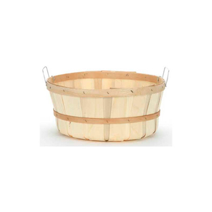 1 BUSHEL SHALLOW WOOD BASKET WITH TWO METAL HANDLES 12 PC - NATURAL by Texas Basket Co.