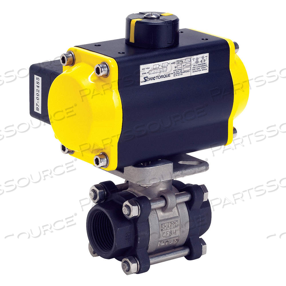 SHARPE VALVES PNEUMATICALLY ACTUATED TWO-WAY BALL VALVE, 3/4 IN SIZE, CARBON STEEL, FNPT X FNPT by Approved Vendor
