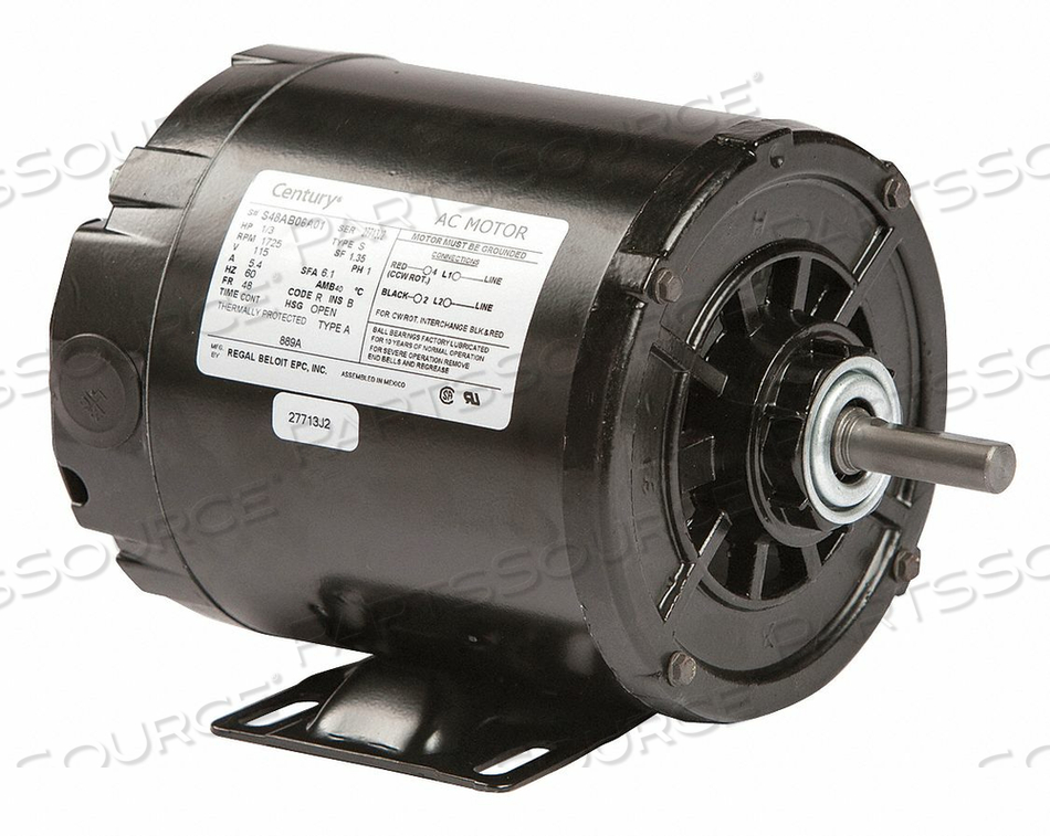MOTOR SPLIT PH 1/3 HP 1725 115V 48 ODP by Regal Beloit America, Inc. (Century Electric Motors) MOTOR SPLIT PH 1/3 HP 1725 115V 48 ODP by Regal Beloit America, Inc. (Century Electric Motors)