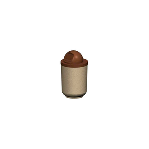 ROUND 36 GALLON CONCRETE TRASH RECEPTACLE WITH ROUND DOME PLASTIC LID - TAN - TCR-MD by Petersen Manufacturing Co. Inc.