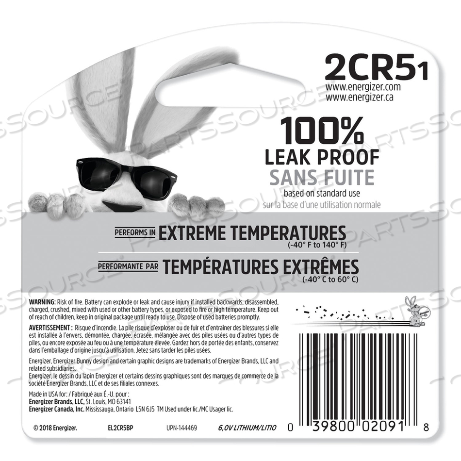 BATTERY LITHIUM SIZE 2CR5 6VDC by Energizer