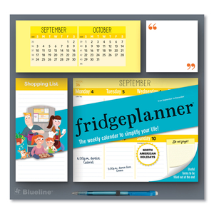 FRIDGE PLANNER MAGNETIZED WEEKLY CALENDAR WITH PADS + PENCIL, 12 X 12.5, WHITE/YELLOW SHEETS, 16-MONTH (SEPT-DEC): 2024-2025 by Blueline