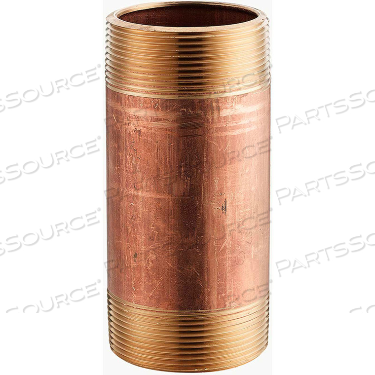 1 IN. X 4 IN. LEAD FREE SEAMLESS RED BRASS PIPE NIPPLE - 140 PSI - SCH. 40 - IMPORT by Merit Brass Company 1 IN. X 4 IN. LEAD FREE SEAMLESS RED BRASS PIPE NIPPLE - 140 PSI - SCH. 40 - IMPORT by Merit Brass Company