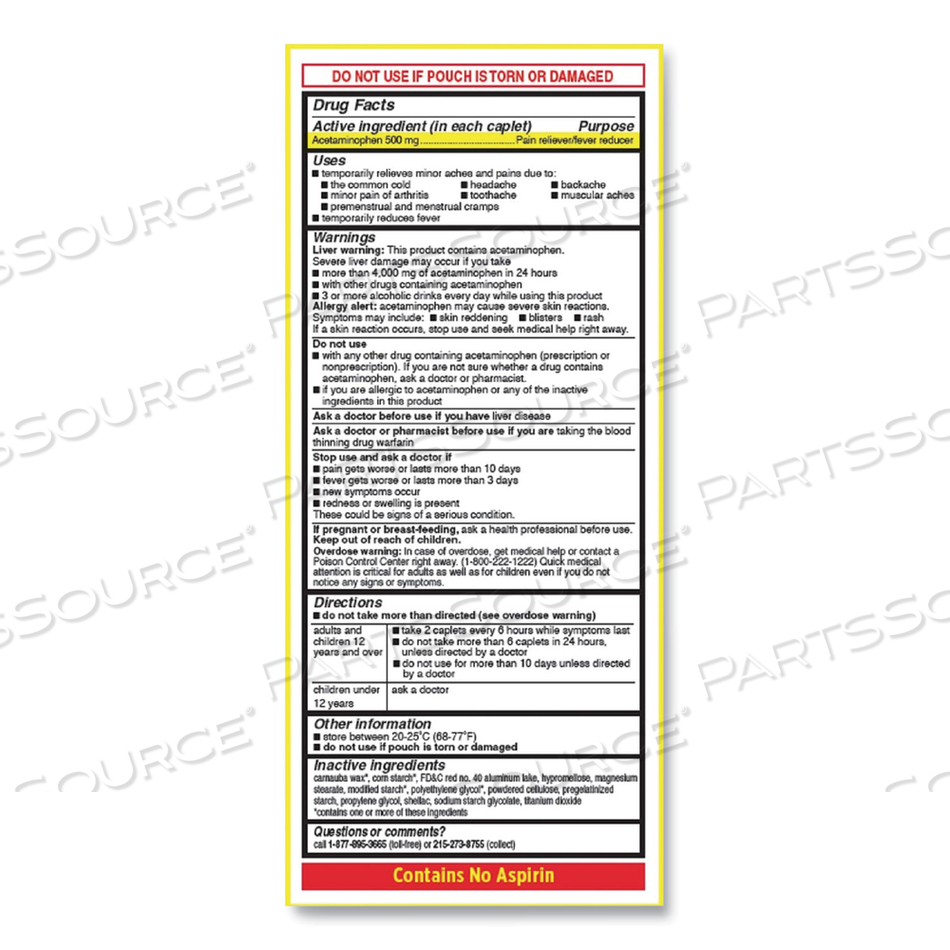 ACETAMINOPHEN, 500MG, EXTRA STRENGTH CAPLETS, REFILL, 2 /PACKET by Tylenol